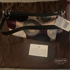 Coach small multi color clutch, purple,  cream, white